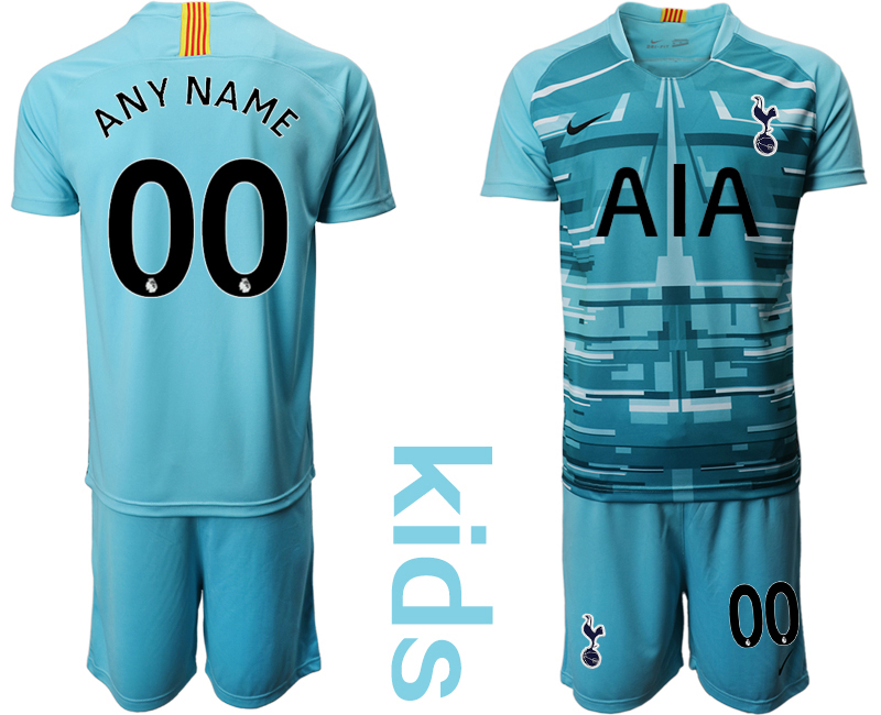 Youth 2020-2021 club Tottenham goalkeeper customized blue Soccer Jerseys